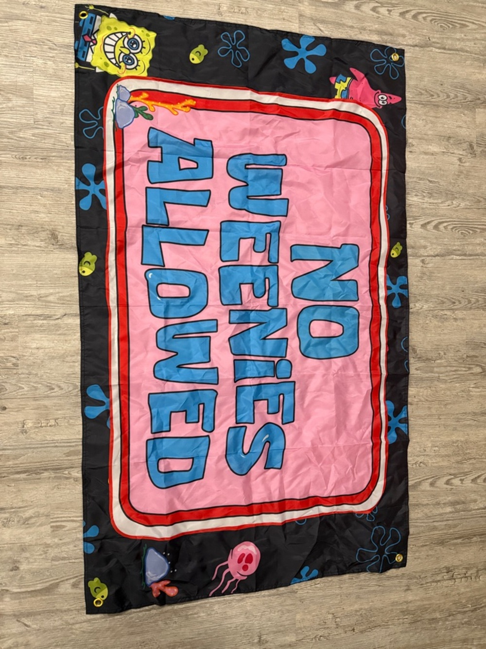 SpongeBob 'No Weenies Allowed' Decorative Flag - Black & Pink